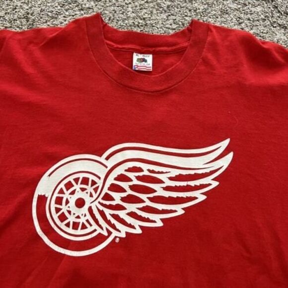 Vintage Detroit Red Wings Probert #24 Size XL FOTL Rare 1990 Shirt Single Stitch - Picture 5 of 8